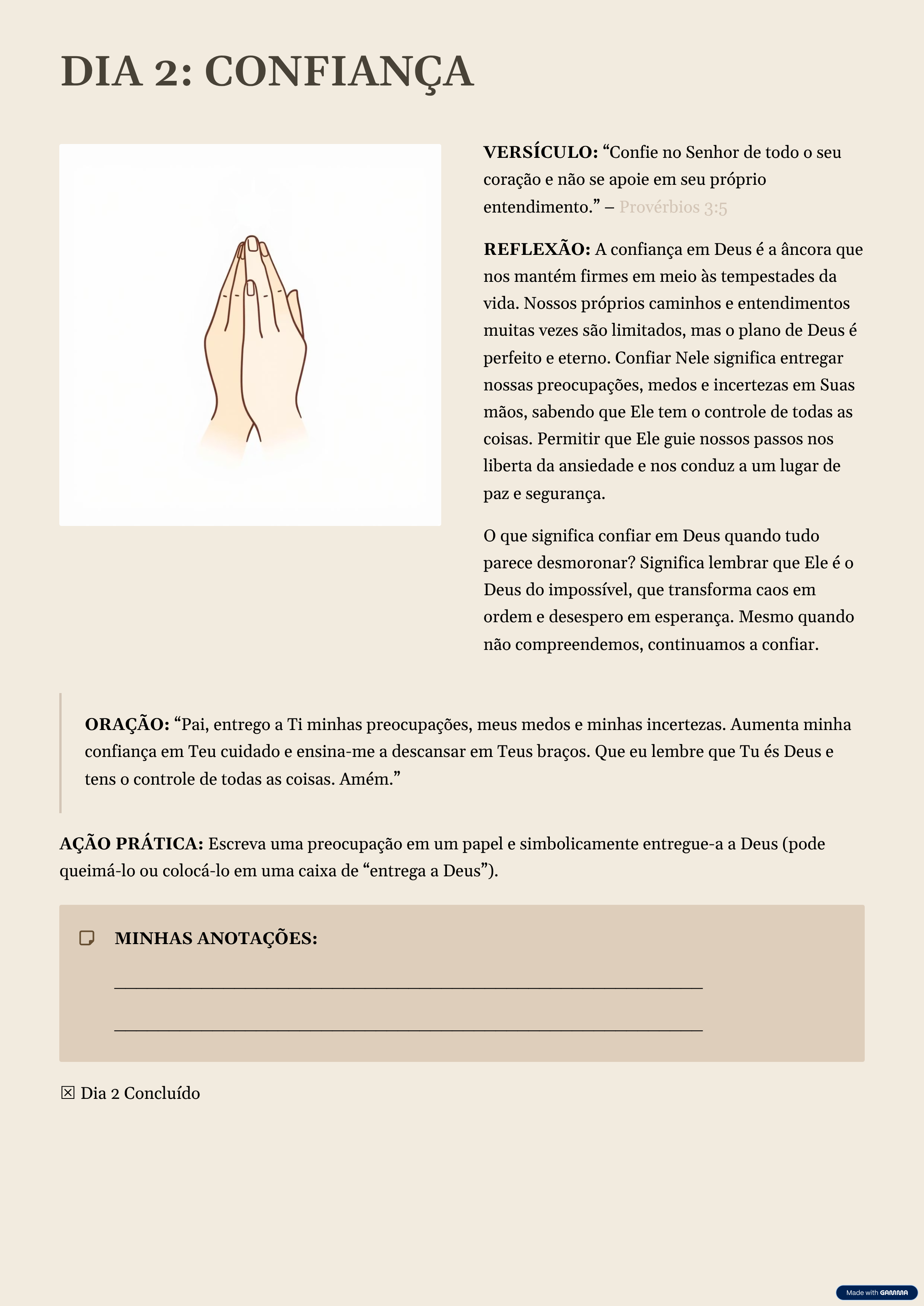 Página 2 do e-book Guia Diário de Oração